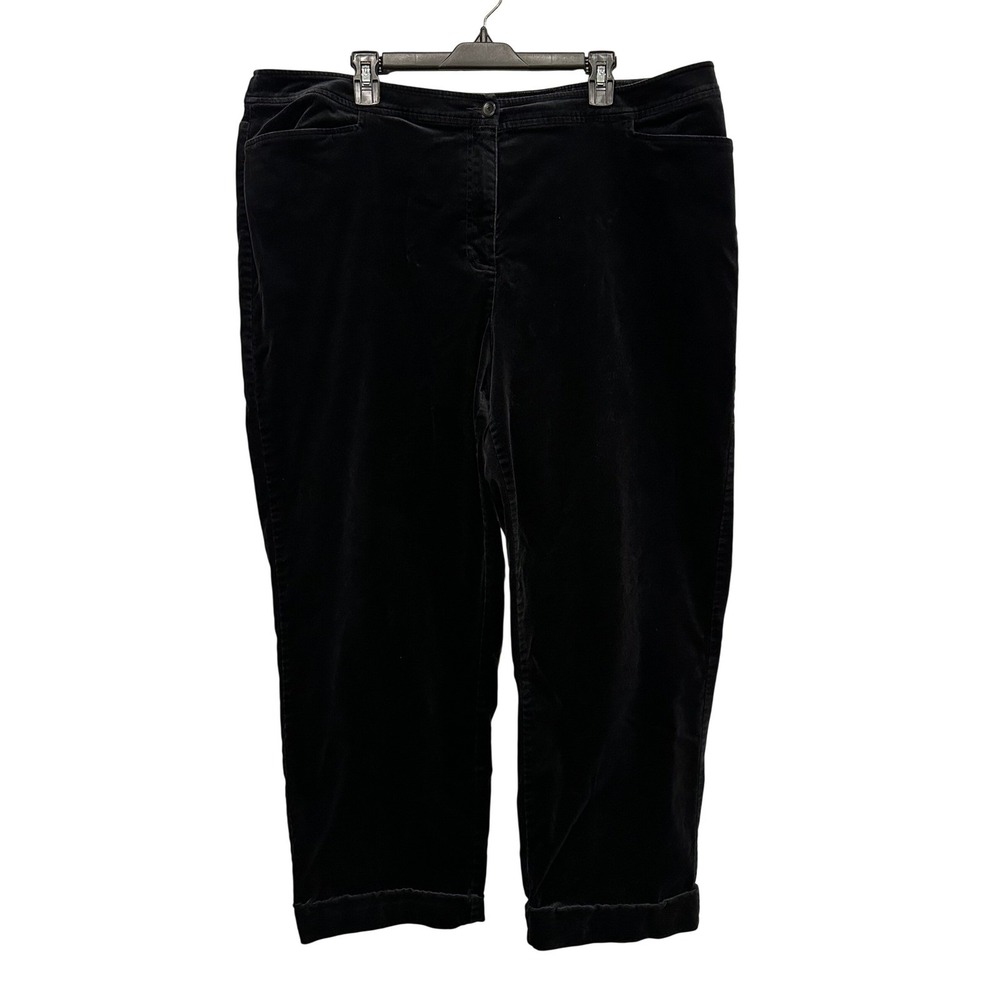 Eileen Fisher Woman Black Velvet velour‎ Cropped Pants Size 2X